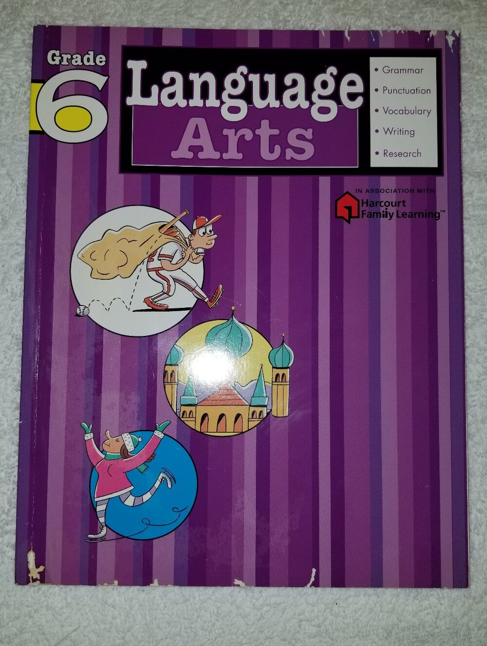 Grade 6  Language Arts Paperback Workbook Grammer Writing Research Educational
